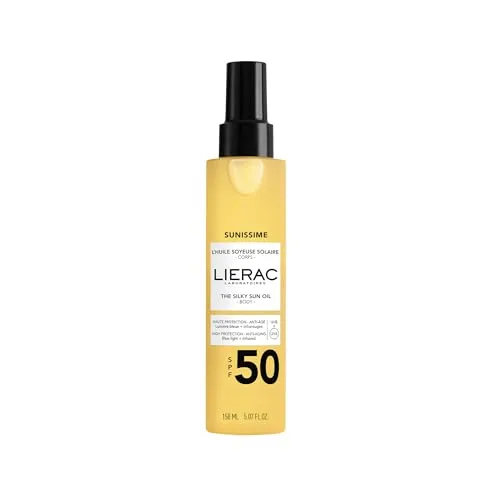 Lierac Sunissime L'Huile Soyeuse Solaire SPF50 - Hochwertiger Sonnenschutz - Physikalischer (mineralischer) Sonnenschutz, schützt die Haut intensiv und sorgt für ein seidiges Hautgefühl.