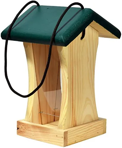 dobar® 90061FSCe Vogelfutterhaus - Hängendes Futtersilo aus Massivholz - Futterstation für Wildvögel, 16 x 16 x 24 cm, aus FSC-zertifiziertem Kiefernholz, schützt Futter durch Acrylglasscheiben und ist ideal für Garten, Terrasse oder Balkon.
