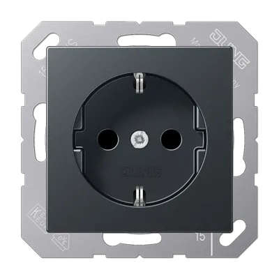 Jung A1520NBFANM Schutzkontakt-Steckdose, 16 A 250 V ~, ohne Krallen, Thermoplast lackiert, Serie A, anthrazit matt