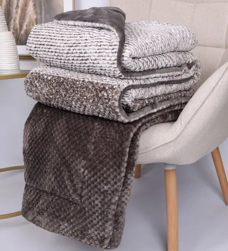 Wohndecke Kuscheldecke XXL MAILAND 150 cm x 200 cm - Bettdecken: Kuschelige XXL-Decke in Beige mit kariertem Muster, perfekt für gemütliche Abende auf dem Sofa und maschinenwaschbar bei 30°C.