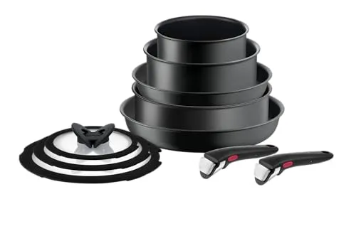Tefal Ingenio Unlimited L76491 10-teiliges Set - Pfannen-Set mit abnehmbaren Griffen für platzsparende Aufbewahrung und vielseitige Einsatzmöglichkeiten in der Küche.