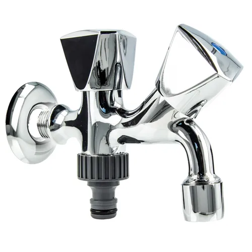 tecuro Kombi-Auslaufventil 1/2 Zoll mit GA und Wandrosette - Bad- & Duscharmaturen: Hochwertiges Auslaufventil aus Messing, ideal für Waschmaschinen und Gartenschläuche, mit separatem Geräteanschluss und Rückflussverhinderer.