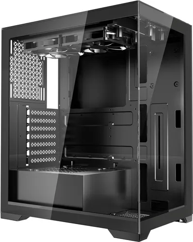 VEVOR PC-Gaming-Gehäuse Mid-Tower - PC-Gehäuse mit gehärtetem Glaspanel und hohem Luftstrom, ausgestattet mit 2x 120-mm-Lüftern und einfachem Kabelmanagement für optimale Kühlung und Ästhetik.