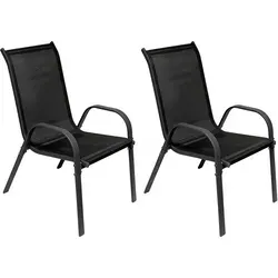 Mojawo 2er Outdoorstuhl – Stapelstuhl Gartenstuhl Metall Anthrazit Schwarz - Gartenstühle aus pulverbeschichtetem Stahl, wetterfest und stapelbar für platzsparende Lagerung. Ideal für Balkon oder Terrasse, sorgen für stilvolle Entspannung im Freien.