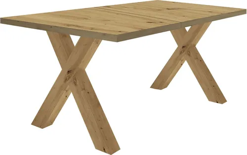 Esstisch ausziehbar Eike 1 – Asteiche 140x90 cm - Moderner Esstisch aus Asteiche, ausziehbar von 140 cm auf 190 cm, ideal für gesellige Abende. Stabiler X-Fuß und pflegeleichte Oberfläche.