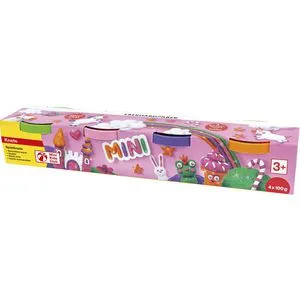 Eberhard-Faber Knete 572511 Mini Kids Glitzer, ab 3 Jahren, farbig sortiert, 4 Dosen je 100g
