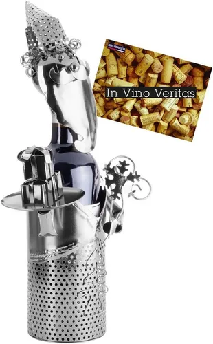 BRUBAKER Weinflaschenhalter Weihnachtsmann mit Geschenken in silber von BRUBAKER