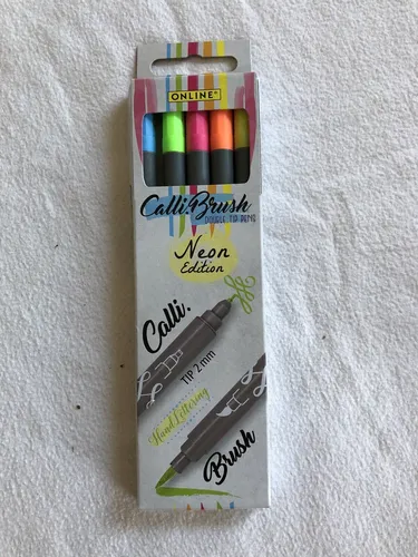 P001 Online 5er Pack CalliBrush Neon Edition 2mm Pinselspitze - Neu OVP