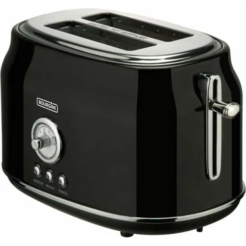 Bourgini Retro Toaster, Schwarz, Edelstahl, 850W - Toaster im nostalgischen Design mit einstellbaren Bräunungsstufen, Auftau- und Aufwärmfunktion. Ideal für köstlich geröstetes Brot und einfache Reinigung dank abnehmbarer Krümelwanne.