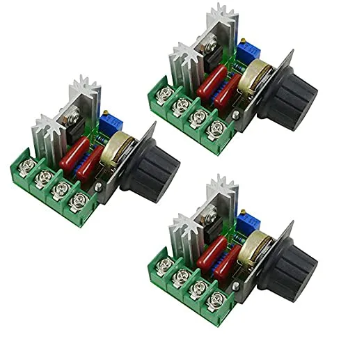 Aihasd 3 Stück AC 110V-220V 2000W Hochleistungs Elektronikspannungsregler Modul Einstellbare Motordrehzahlregler Regulierung 25A LED-Dimmer mit Drehzahlreglerknopf