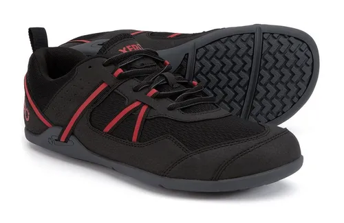 Xero Shoes Minimal-Travelschuhe Prio schwarz/rot Herren Wanderschuh - Wanderschuhe mit optimaler Kombination aus Freiheit und Schutz, leichtgewichtig mit nur 247 Gramm - ideal für Joggen, Trails und Fitness.