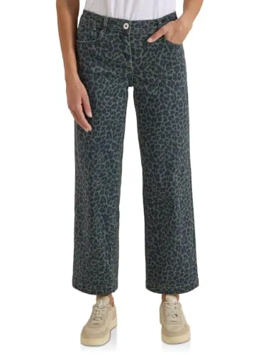 Cecil High Waist Wide Leg Jeans Dried Olive Green in grün von CECIL