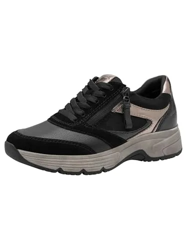Tamaris Comfort Sneaker - Schwarz Combi Leder/Synthetik - Sneaker mit herausnehmbarer Einlegesohle für individuellen Komfort, ideal für Alltag und besondere Anlässe, vereint Stil und Bequemlichkeit.