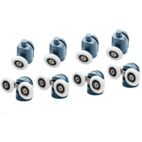 YUANQIAN Duschtürrollen, Set mit 8 Rollen für Duschkabinentür, Riemenscheiben, Führungsschienen, 23 mm