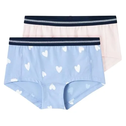 NAME IT Mädchen Nkfhipster 2p Serenity Heart Noos Unterhose, Serenity, 116 EU