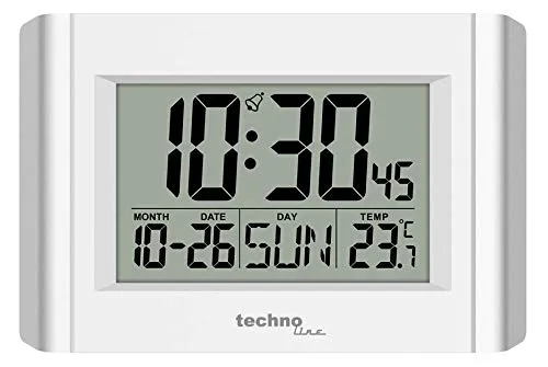 Technoline WS8002 Moderne Quarz-Wanduhr mit Temperaturanzeige und Datumsanzeige