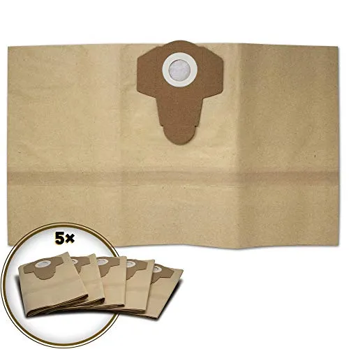 Schmutzfangsack Papierfilterbeutel (5 Stück), passend für Einhell Nass-Trockensauger z. B. Einhell TE-VC 1820, Einhell TH-VC 1820 S, Einhell TE-VC 2230 SA, Einhell BT-VC 1250, Einhell TH-VC 1930 SA