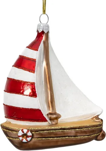 SIKORA Christbaumschmuck BS751 Segelboot - Dekohänger aus hochwertigem Glas, ideal für eine maritime Weihnachtsdecor und sorgt für festliche Stimmung.