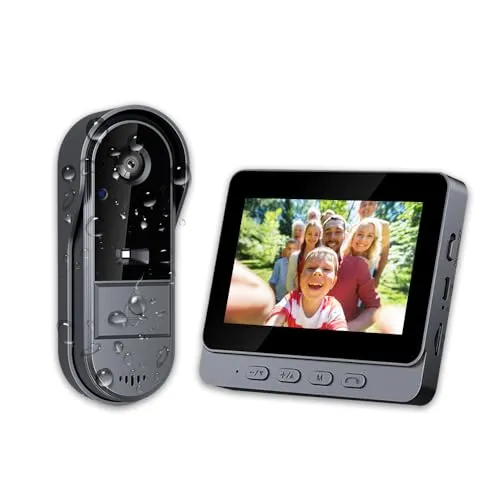 TKMARS Türklingel mit Kamera und Monitor, 4,3 Zoll Bildschirm, Kabellos, 1080P Funk Video Türsprechanlage, Nachtsicht, 170° Weitwinkel, 2-Wege-Audio, Wasserdicht, ohne WLAN und App, für Haus & Wohnung