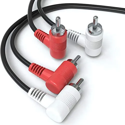JAMEGA - 20m Cinch Audio Kabel Winkel | 2 Cinch-Stecker auf 2 Cinch-Stecker gewinkelt 2x Cinch Stereo Audio Kabel für Versärker, Hifi-Anlage, Hifi-Receiver, Heimkino, Blu-Ray Player uvm.