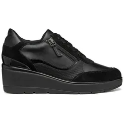 Geox Damen D ILDE A Sneaker - Atmungsaktiver Komfort in Schwarz, Größe 38 EU - Damen-Sneaker mit atmungsaktivem Design für optimalen Tragekomfort und Stil im Alltag.