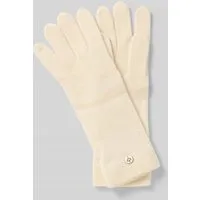 Fraas Kaschmirhandschuhe mit Label-Applikation in Offwhite, Größe 1