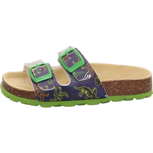 Superfit Fussbettpantoffel blau/mehrfarbig (8150) 35 - Hausschuhe für Mädchen mit orthopädischem Tieffußbett aus Naturkork und verstellbaren Schnallen für individuellen Tragekomfort. Ideal für Alltag und umweltfreundlich in Europa hergestellt.