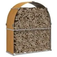 vidaXL Kaminholzunterstand Hellbraun 120x45x140 cm aus verzinktem Stahl - Praktischer Kaminholzunterstand für die ordentliche und sichere Aufbewahrung von Brennholz. Robust, wetterfest und mit guter Belüftung für trockenes Holz. Ideal für Kaminbesitzer und Holzofen-Nutzer!