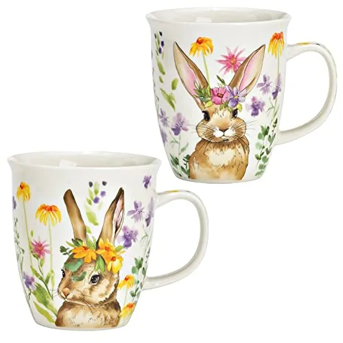 Tassen 2er Set in weiß mit Osterhase