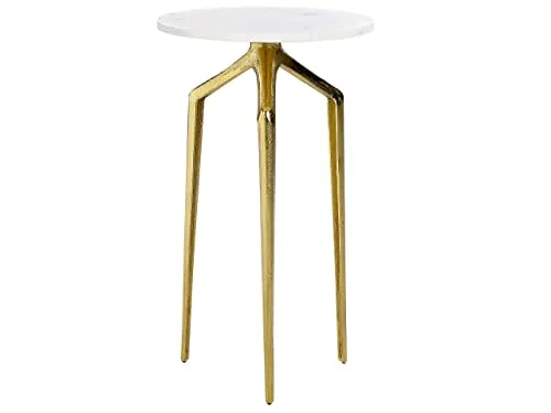 Beistelltisch Marmor weiß mit goldenen Füßen rund ø 30cm - Eleganter Beistelltisch für das Wohnzimmer, mit edler Marmorplatte und goldenen Aluminiumbeinen – ideal als Nacht- oder Couchtisch. Leicht montierbar und vielseitig einsetzbar.