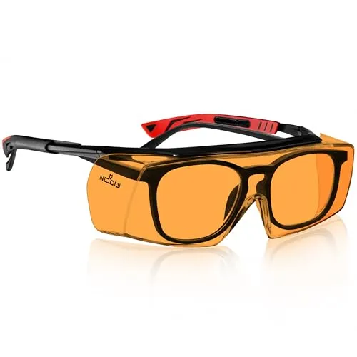 NoCry Blaulicht-Filter Schutzbrille - Schutzgläser mit 100% UV-Schutz und kratzfester, antibeschlag Beschichtung. Ideal für Brillenträger und Bildschirmarbeit bei schlechten Lichtverhältnissen.