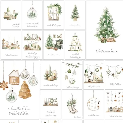 Weihnachtskarten mit Umschlag Set 30 Gemütliche und traditionelle Weihnachten