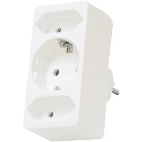 Steckeradapter Schuko Euro Adapter dreifach weiß Steckdosenverteiler max. 16A