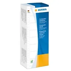 Herma Endlosetiketten 8228, 2-bahnig, 38,1 x 10,3 mm - Etiketten in weiß, 24.000 Stück, selbstklebend mit sehr guter Haftung und präzisem Führungslochrand – ideal für Nadeldrucker.
