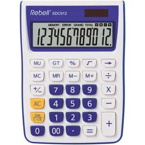 Rebell Taschenrechner SDC912, violett, 12-stelliges LC-Display, Solar- und Batteriebetrieb