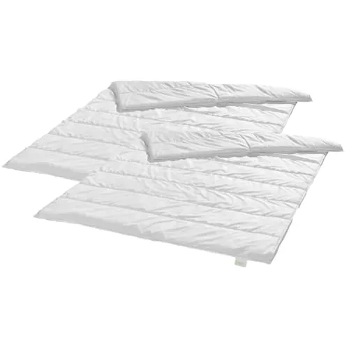 Bodyprotect Ecoline 2er Set Bettdecken 135 x 200 cm - Bettdecken Set aus 100% Mikrofaser, allergikerfreundlich und waschbar. Ideal für alle Jahreszeiten dank 4-Jahreszeiten-Design mit Druckknöpfen zur Verbindung.