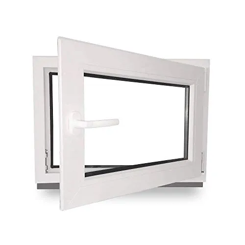 Kellerfenster - Kunststoff - Fenster - innen weiß/außen weiß - BxH: 100 x 50 cm - 1000 x 500 mm - DIN Rechts - 2 fach Verglasung - 60 mm Profil