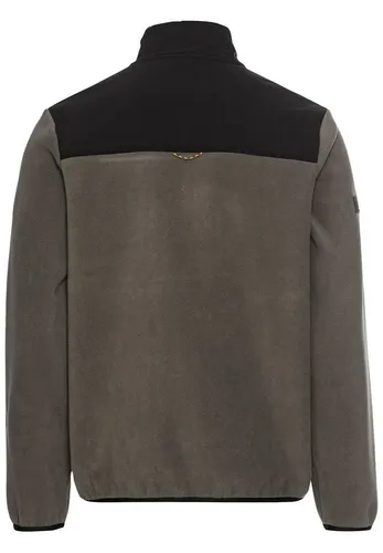camel active Herren Fleecejacke Steingrau - Funktionsjacke aus recyceltem Material mit Brusttasche und Stehkragen, ideal für umweltbewusste Männer, die Wert auf Komfort legen.