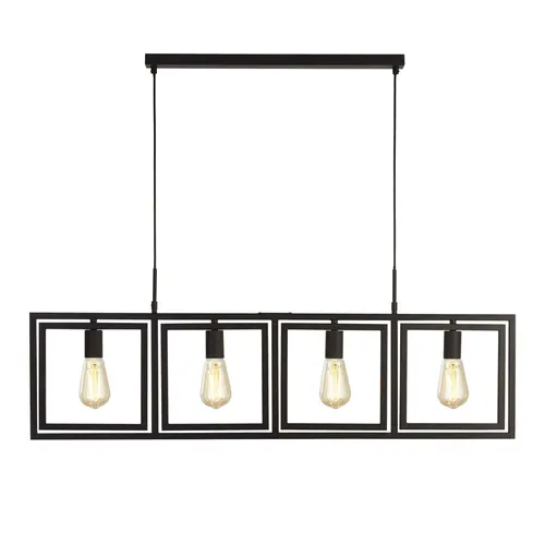 Searchlight Hängeleuchte Plaza 4-flammig – Stilvolle Pendelleuchte ohne Leuchtmittel - Elegante 4-flammige Pendelleuchte aus robustem Baustahl in mattschwarz. Verstellbare Höhe und kreative Gestaltungsmöglichkeiten mit Deko-Leuchtmitteln für individuelle Lichtakzente.