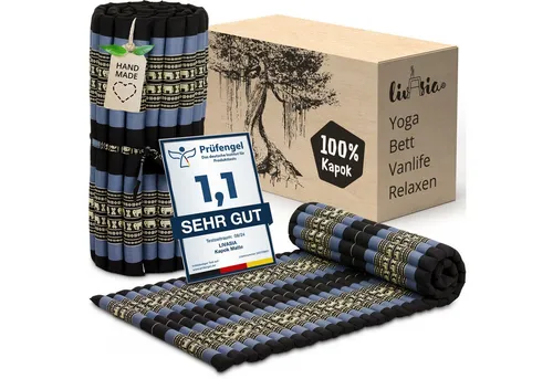 Reisebett-Matratzen Rollmatte 75 cm breit, vegan und handgefertigt, 200x75x4,5cm, livasia, 4.5 cm hoch, Kapok