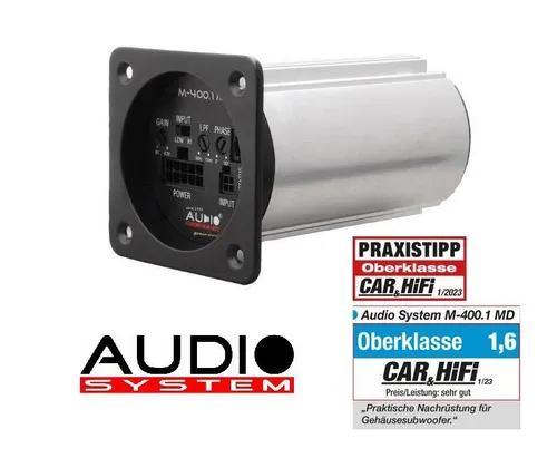 Audio System M-400.1 MD Mono Verstärker 400 W - Mono Verstärker mit 400 W Sinusleistung, ideal für kraftvollen Bass und einfache Installation, inklusive Fernbedienung für komfortable Steuerung.