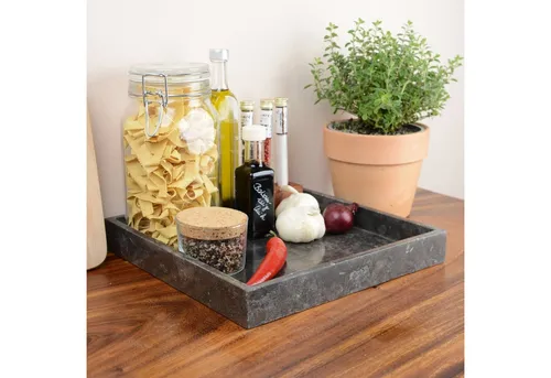 wohnfreuden Dekotablett Marmor-Tablett 30 cm anthrazit quadratisch - Elegantes quadratisches Marmor-Tablett in Anthrazit, ideal für stilvolle Präsentationen und vielseitig einsetzbar. Perfekt für den täglichen Gebrauch oder besondere Anlässe.