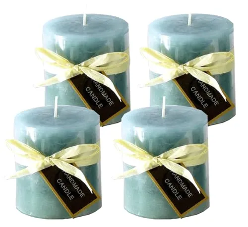 itsisa Stumpenkerze, handgemacht Mint (4er Set) 7,2 x 6,8 cm - Kerze für Adventskranz, Kerzen, Advent