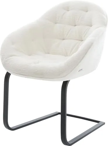 DELIFE Schwingstuhl Gaio-Flex Freischwinger flach Schwarz Bouclé Soft Beige