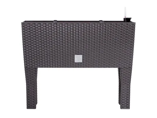 Liter rechteckiger High Gärtner mit Beinen - Dunkel ockerfarbener Blumenkasten 60 x 25 x 46 cm mit Bewässerungseinsatz, ideal für Innen- und Außenbereich, trendig und praktisch.