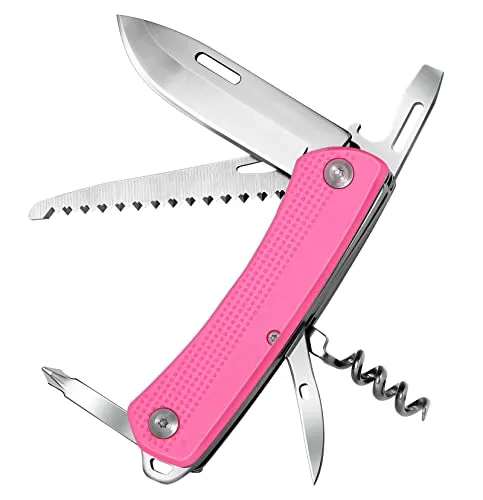 ZIMAIC Taschenmesser 7-in-1,Edelstahl Multitool Messer Rosa