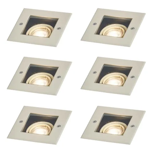 Qazqa LED Einbaustrahler 109283, ohne Leuchtmittel, Warmweiß, QAZQA Außen Einbauleuchte, gu10, Beige, Aluminium, Modern