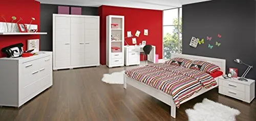 FORTE Snow Bett 140 x 200 cm - Moderner Holzwerkstoff-Bett mit einfacher Montage und optionalem Auszug SNWL02-J42 für zusätzlichen Stauraum, ideal für jeden Schlafraum.