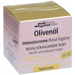 medipharma cosmetics Olivenöl Intensiv Rosé légère LSF20 50 ml - Medizinische Körperpflege mit Lichtschutzfaktor 20, spendet intensive Feuchtigkeit und schützt die Haut vor UV-Strahlen.