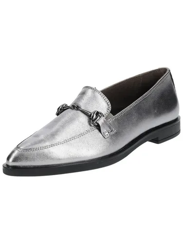 Paul Green Slipper Leder, Damen Gr. 40, metallic silber - Halbschuhe aus hochwertigem Leder in Metallic-Optik mit feiner Spange am Ristriemen, ideal für einen modischen Casual-Look.